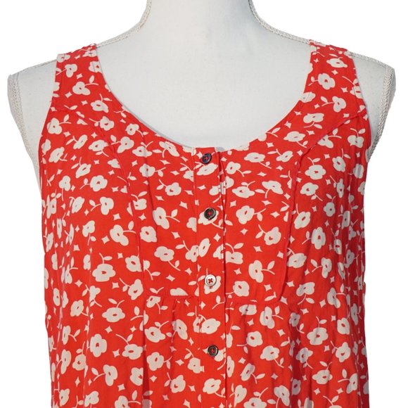 Maeve for Anthro Ardmore Swing Red & White Floral Button-Front Tank - Picture 4 of 10